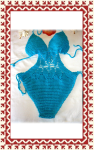 Horgolt fürdőruha - Kék horgolt egyrészes fürdőruha