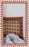 Horgolt gyermekruha - Barna piros virág mintás horgolt gyermek faliszőnyeg